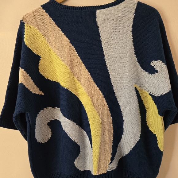 Chico's Women Sz 2 V-neck Dolman Sleeve "Seaport Multicolor Pullover Sweater - Picture 9 of 9
